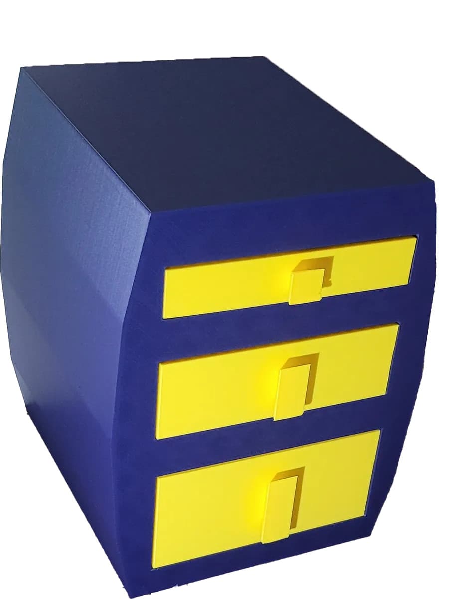 3 Drawer Desktop Organizer/Navy Blue/Yellow/Matte/Modern/Bedroom/Bathroom Decor 2