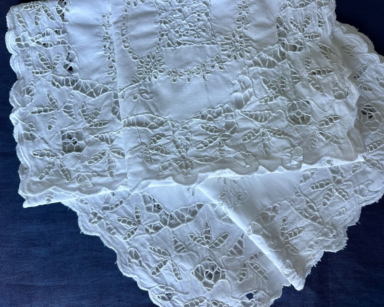 Antique Pillow Shams LARGE PAIR Handmade Richlieu Cutwork Embroidery 6