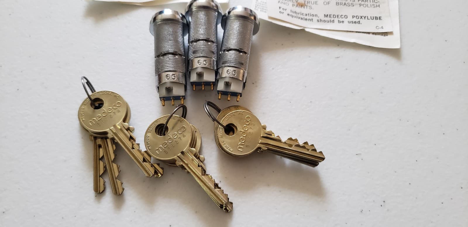 Lot Of 3 Medeco 3 Pin Switch Locks #65  W/ Keys NOS Open Box Locksport 5