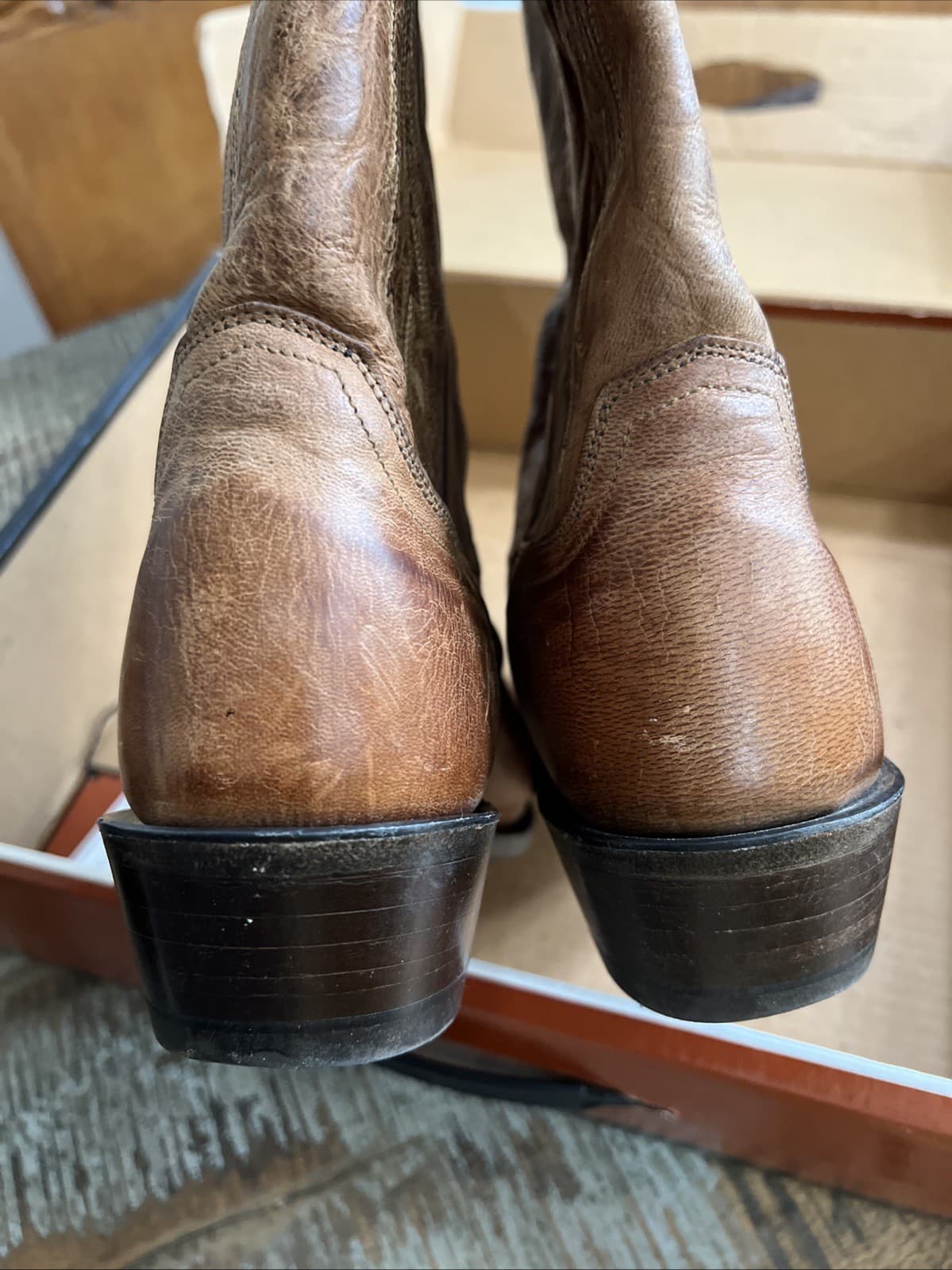 1883 By Lucchese Tan Cowboy Boots N154754 Crayton Mad Dog Snip Toe Size 9D 6