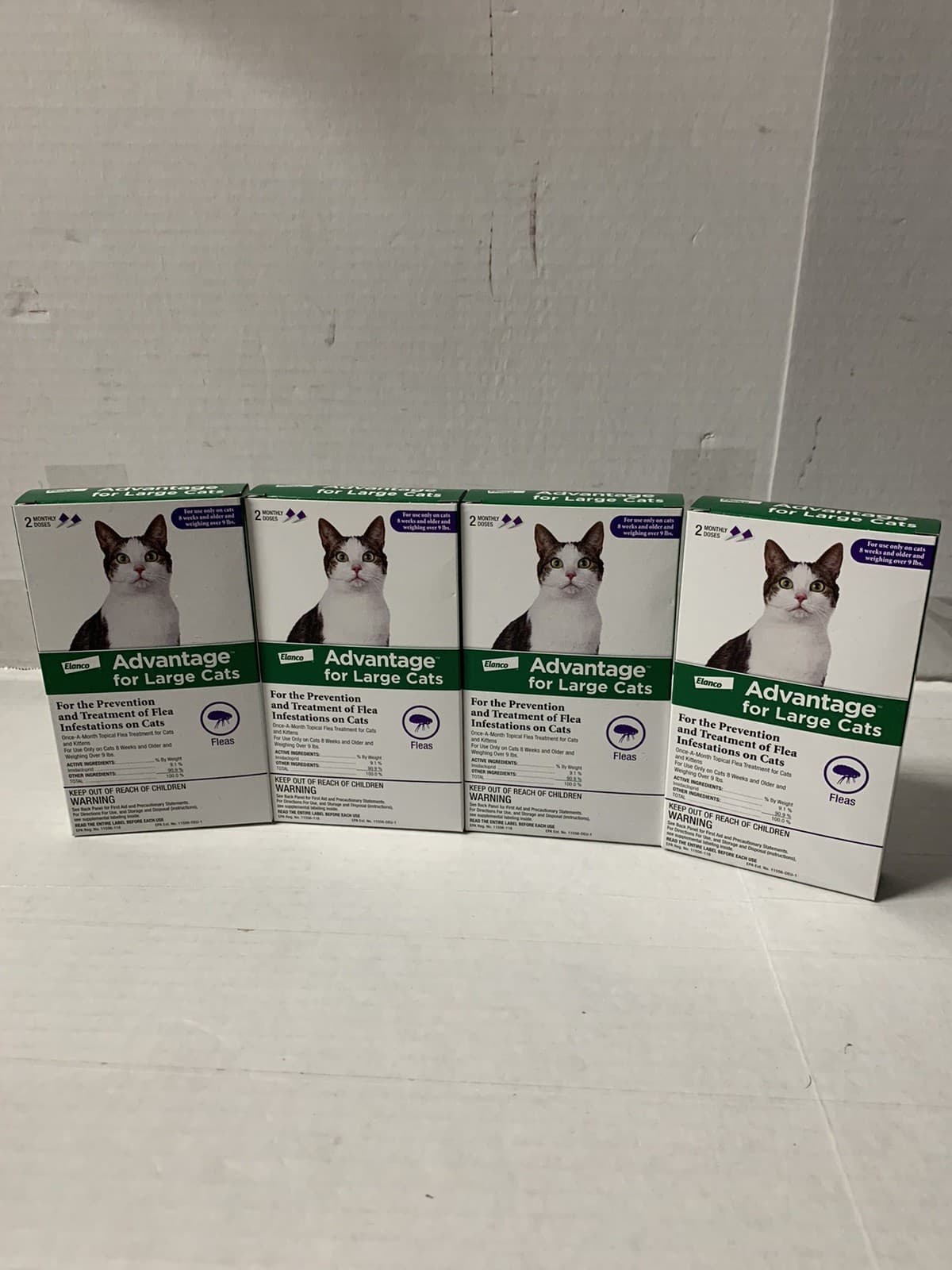 (x4)- Advantage Topical Flea Prevention For Large Cats 2-Doses - 4 Boxes Lot
