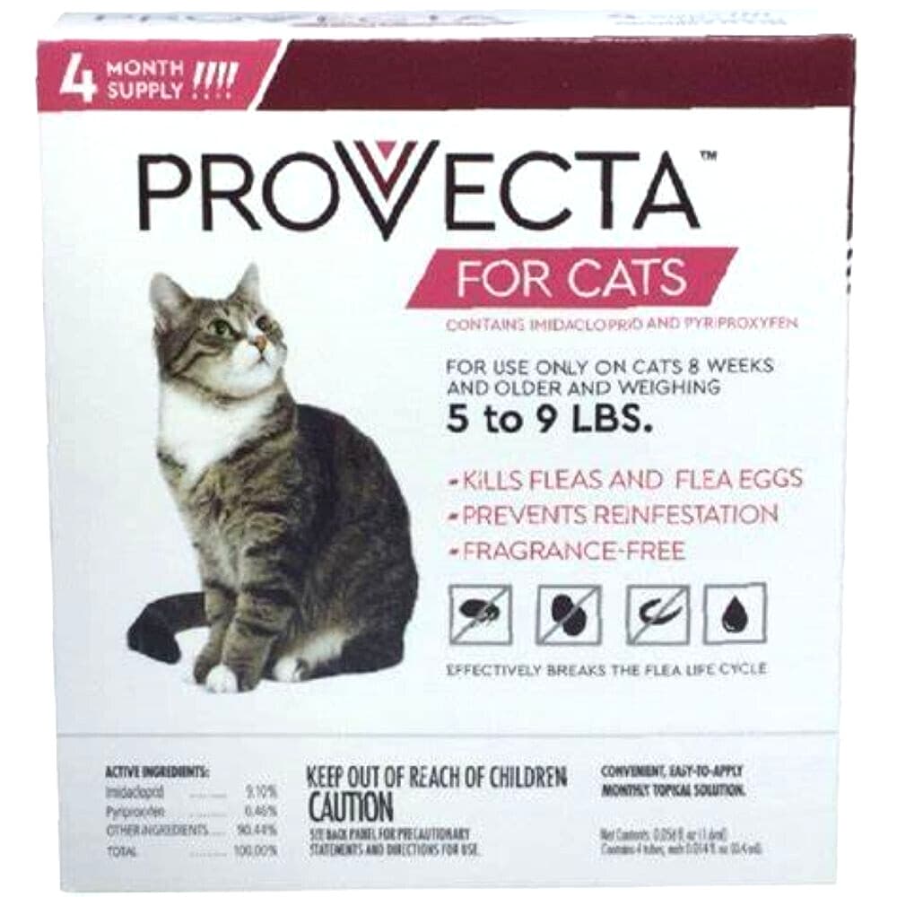 Provecta II Cats 5 to 9 lbs Topical 4 Month Supply EPA Reg 91384-4