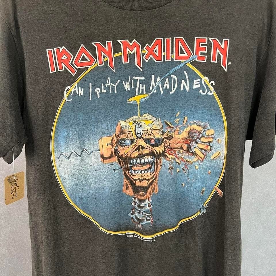 Vintage 1988 Iron Maiden can I play with madness shirt. 3
