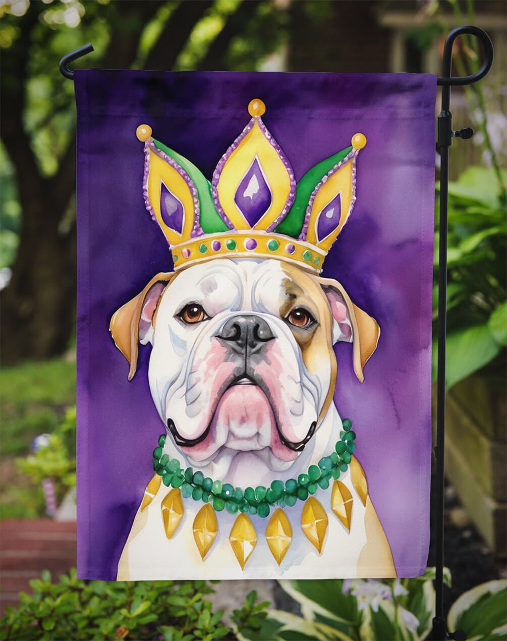 American Bulldog King Queen of Mardi Gras Flag Garden Size DAC4719GF 3