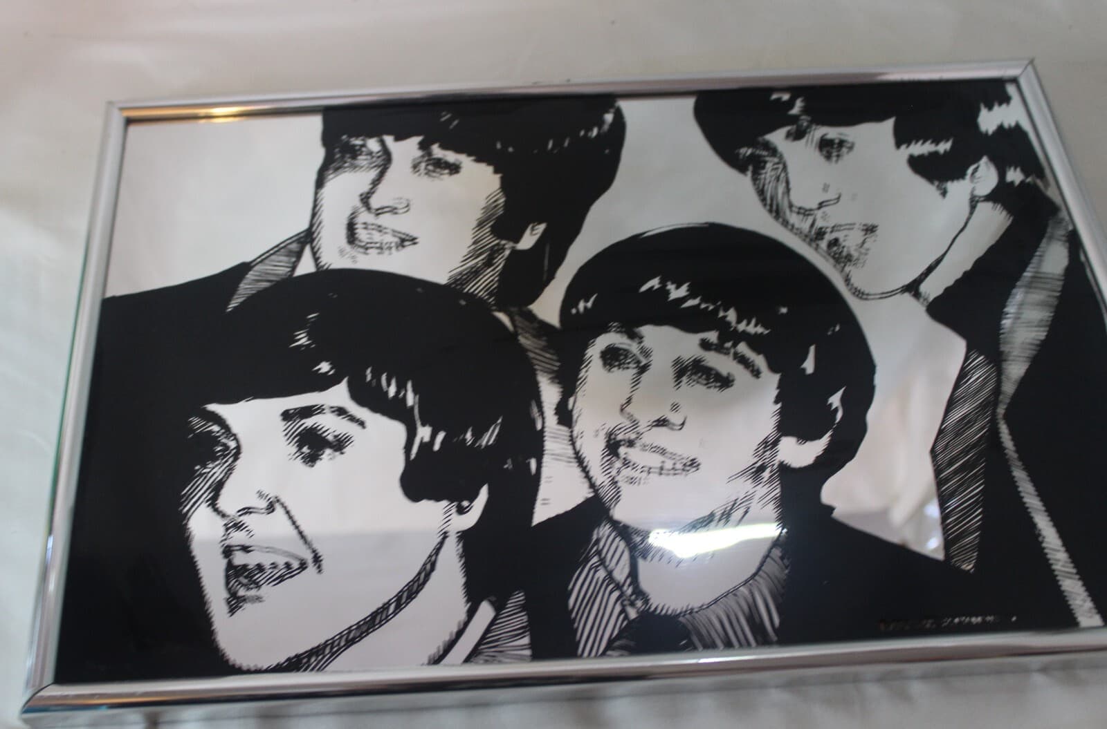 Vtg The Beatles Band Carnival Fair Mirror Glass 15x10" 1978 Richard March Rare 3