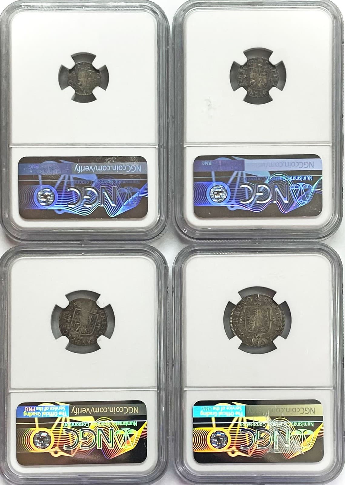 1660 -1685 SILVER GREAT BRITAIN KING CHARLES II MAUNDY SET NGC AU 58- MS 63 2
