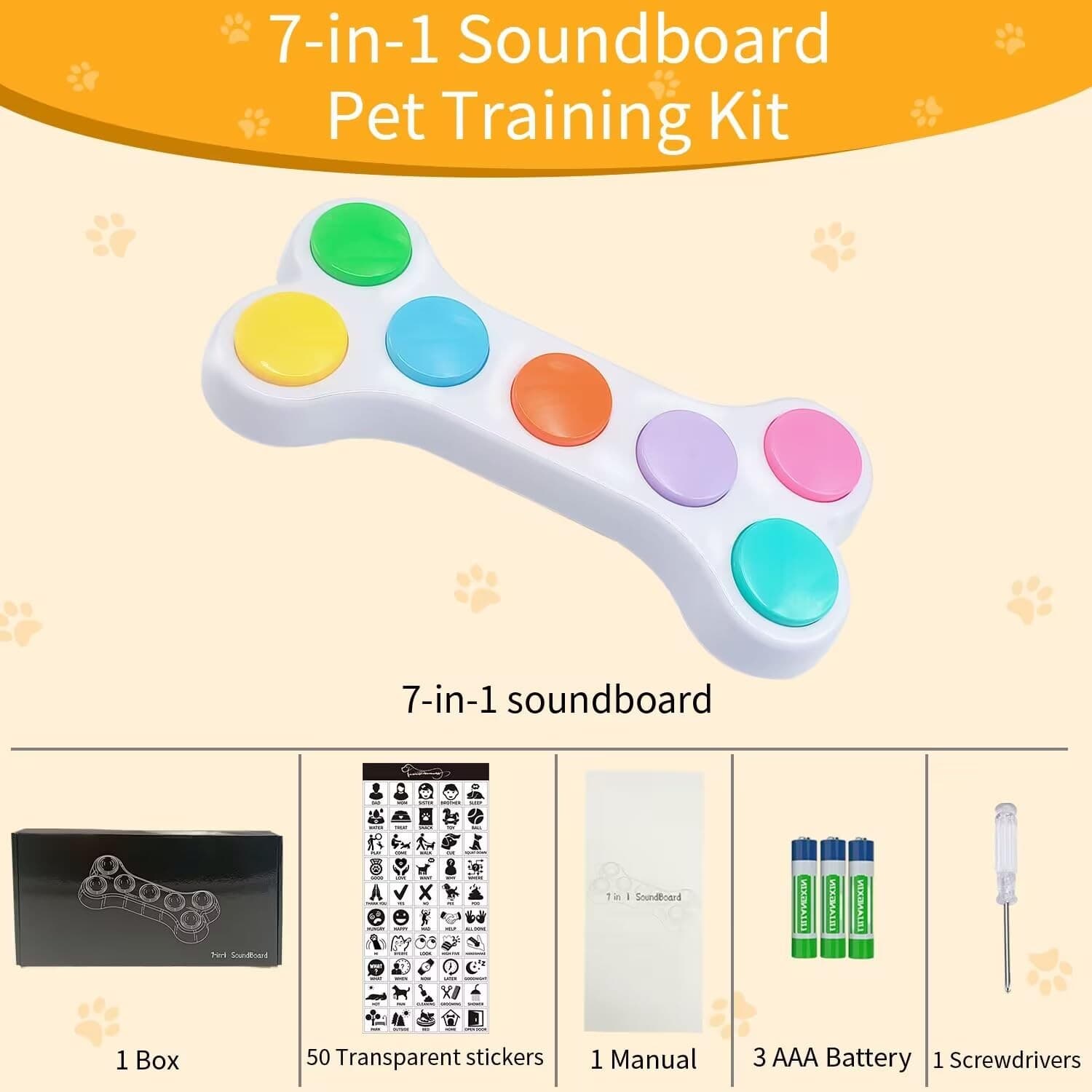 RIBOSY Dog Buttons for Communication, 7 in 1 Dog Talking Button Set, Recordab... 6