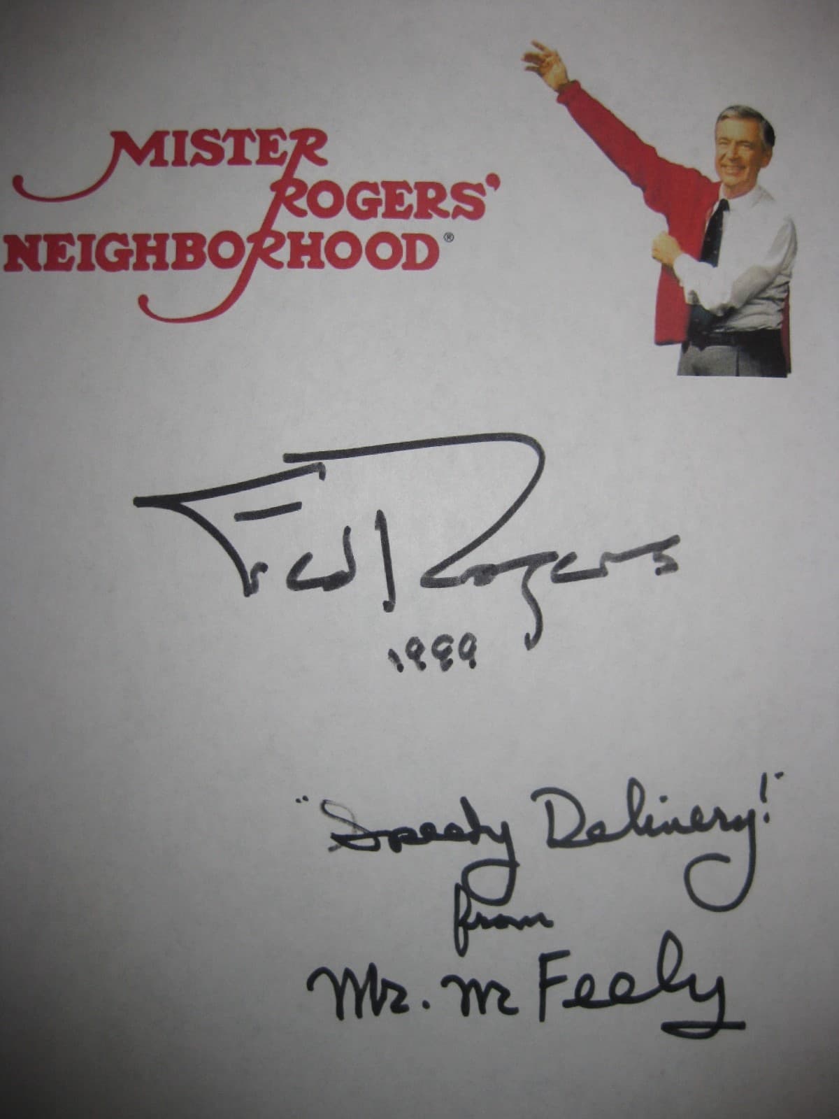 Mister Rogers' Neighborhood Signed TV Script Fred Rogers David Newell McFeely RP