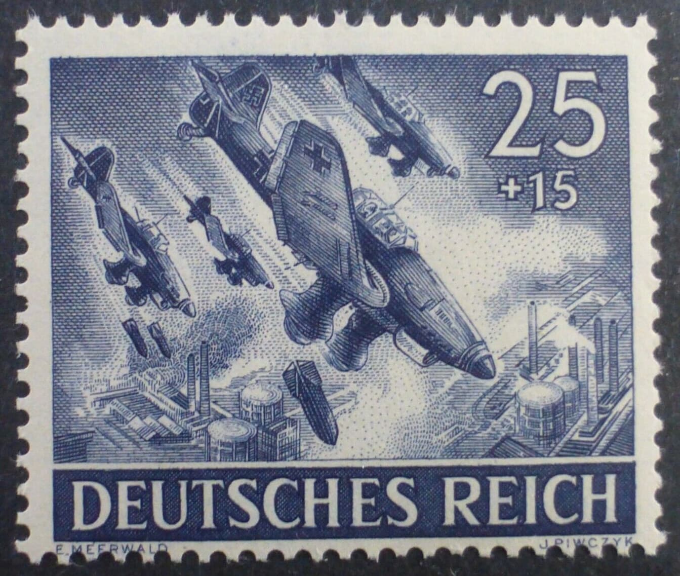Nazi Germany 1943 Wehrmacht Stamp - Stuka Dive Bomber Third Reich WW2 25 Pfg 2
