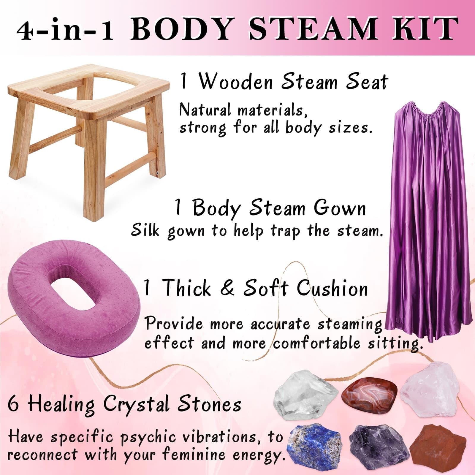 Garybank V Steam Kit for Women - Yoni Steam, Crystal, Postpartum, Vaginal Detox 6