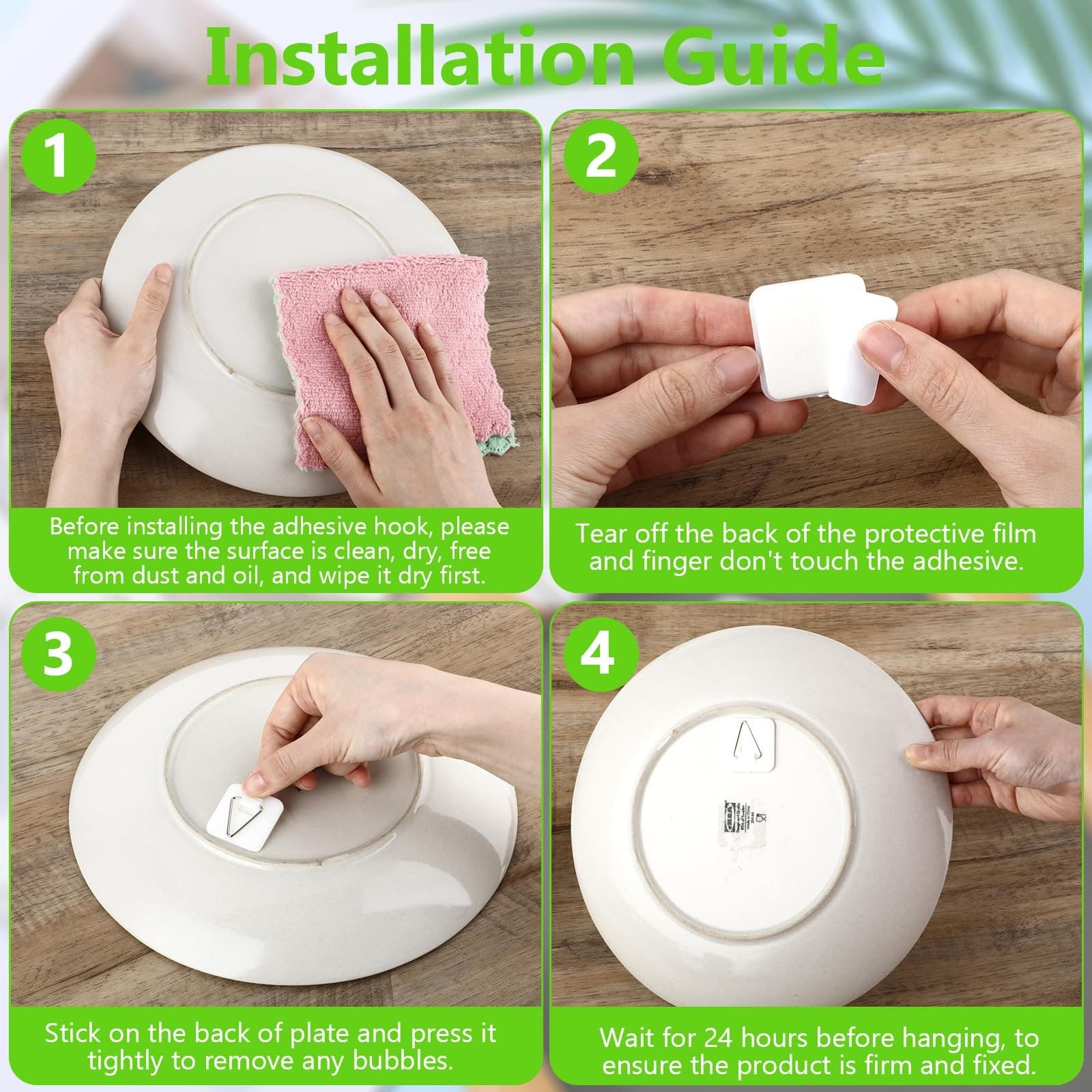 15PCS Invisible Adhesive Plate Hangers, Wall Hanger Display White 6