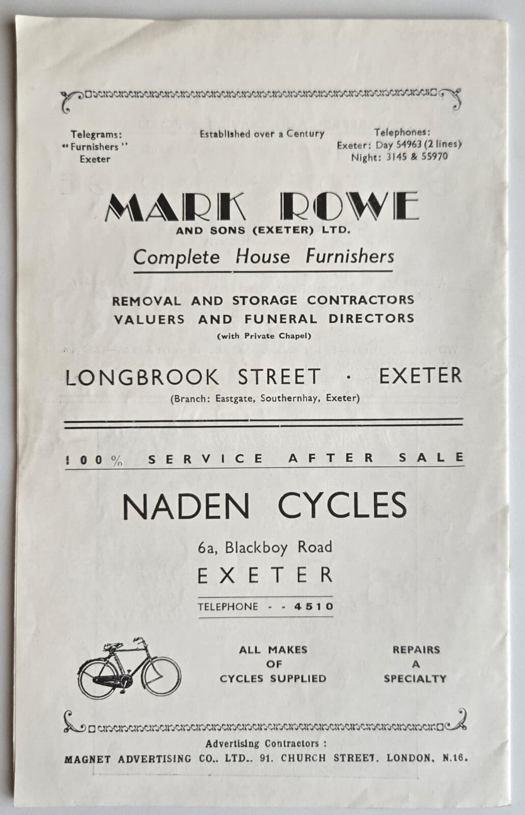 1952 Theatre Royal Exeter Program Semper Fidelis Art Deco Cover Red Riding Play 2