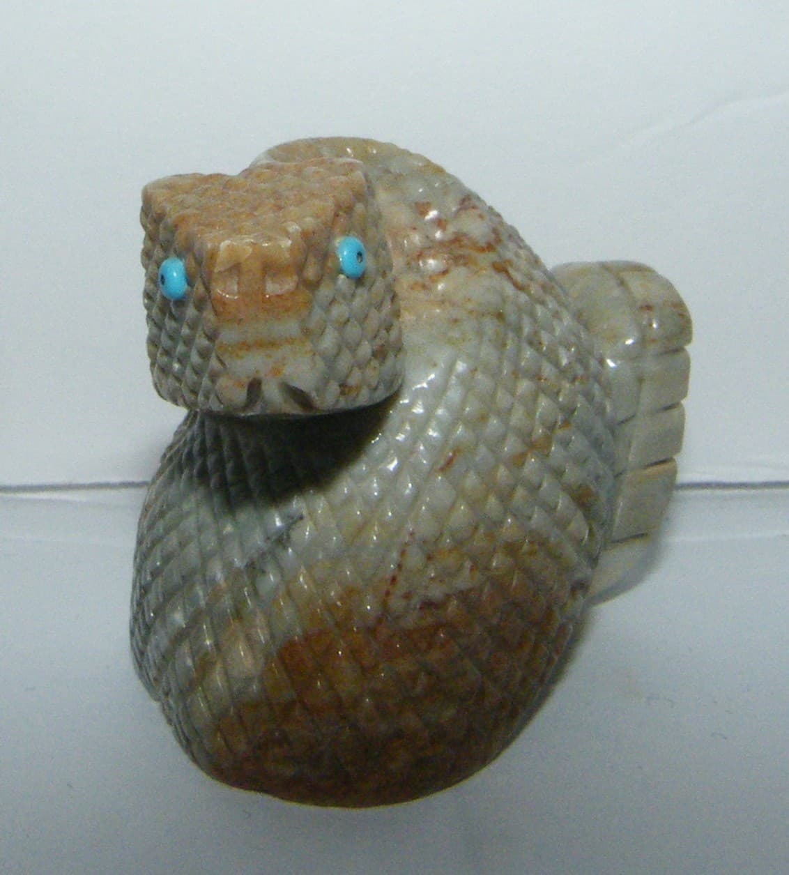 Vtg Kent BANTEAH Rattlesnake Native American Zuni Carved Stone Fetish Snake 1.5" 3