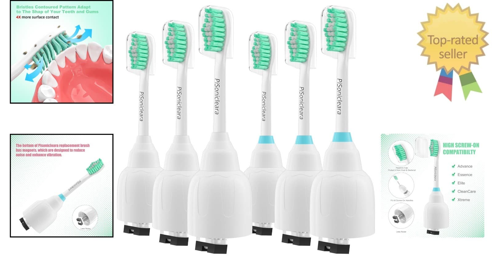 6 Pack Toothbrush Replacement Brush Heads for Philips Sonicare E Series HX700... 2