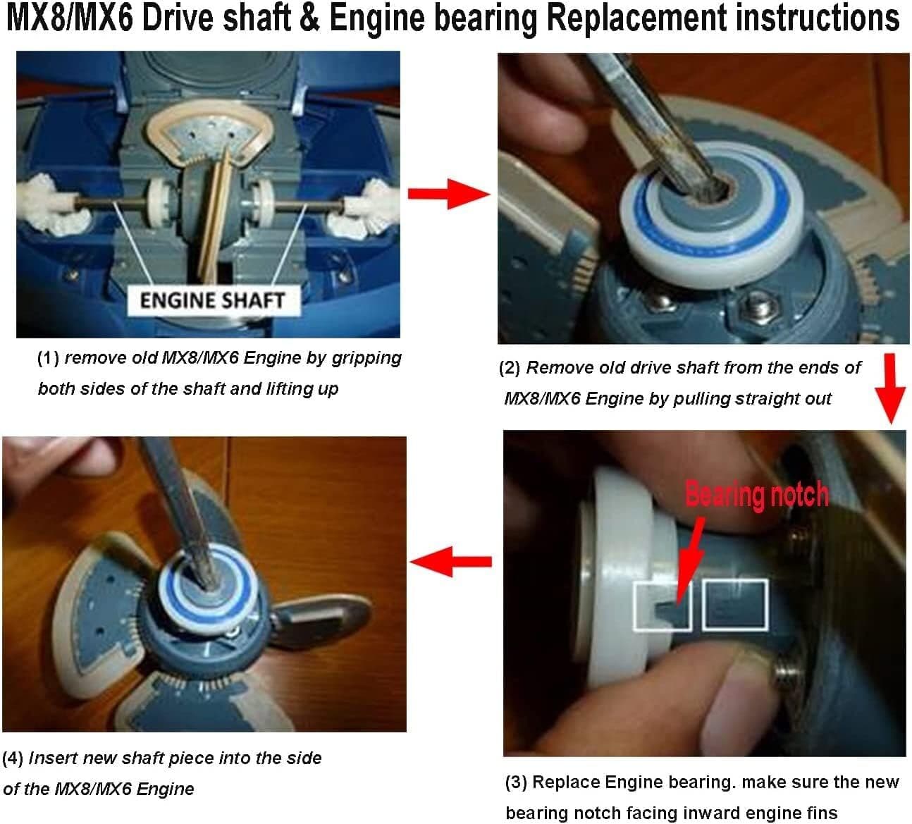 Pool Drive Shaft R0525100 & Engine Bearing R0527000 For MX6 MX8 MX6EL MX8EL 2