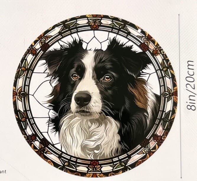 BORDER COLLIE SUNCATCHER 8” ACRYLIC DOG PUPPY STAINED GLASS LOOK ART ORNAMENT 2