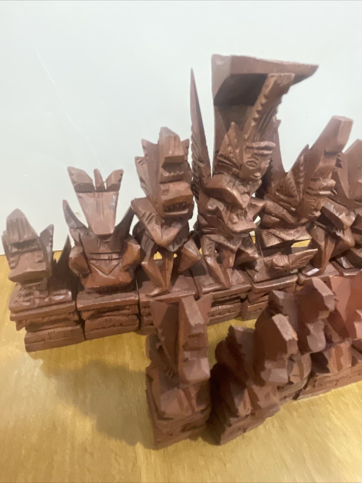 Rare Handcarved Ramayana Garland Chess Set Hindu Bali 2