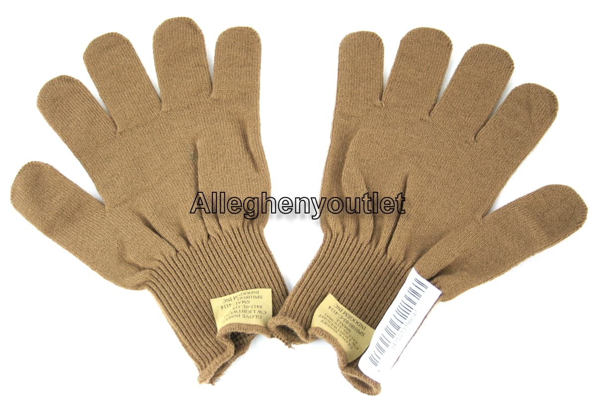 QTY 10 US Military USMC WOOL D3A GLOVE LINERS / INSERTS COYOTE BROWN LW SMALL 2
