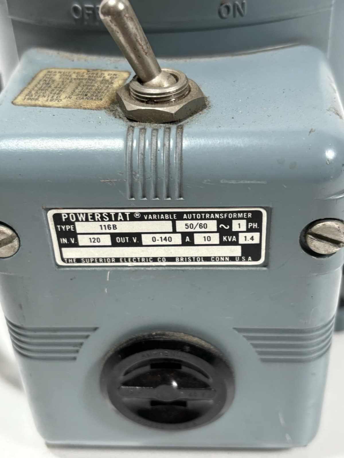 SUPERIOR ELECTRONICS POWERSTAT 116B VARIABLE AUTOTRANSFORMER 4