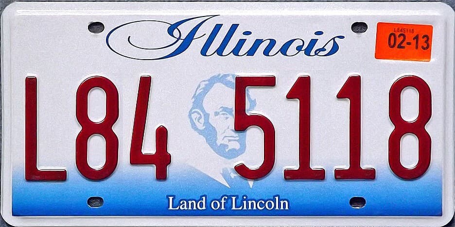 Illinois License Plate Abe Lincoln (RANDOM PLATE# SEE DESC)