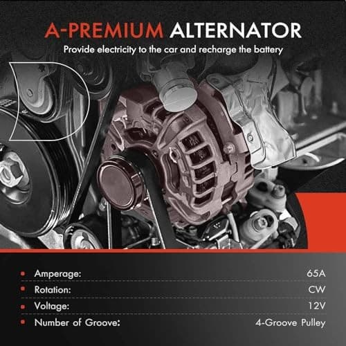  Alternator Compatible with Acura Integra 1992-1993, 12V 65A 4-Groove Pulley  3