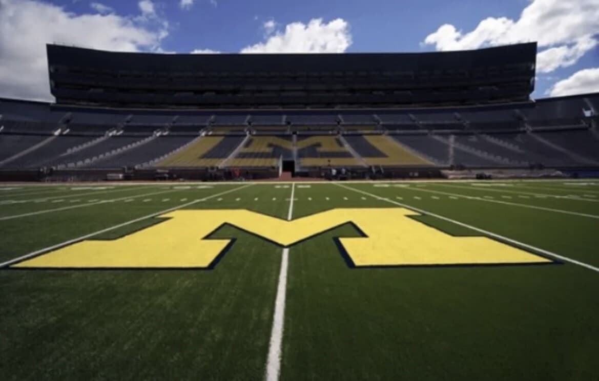Michigan Wolverines Game Used BLOCK M turf from 50 Yard Line of Michigan Stadium 2