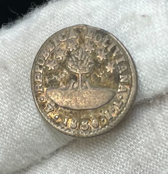 1830 Bolivia 1/2 Half Sol Silver Coin Great Condition 5