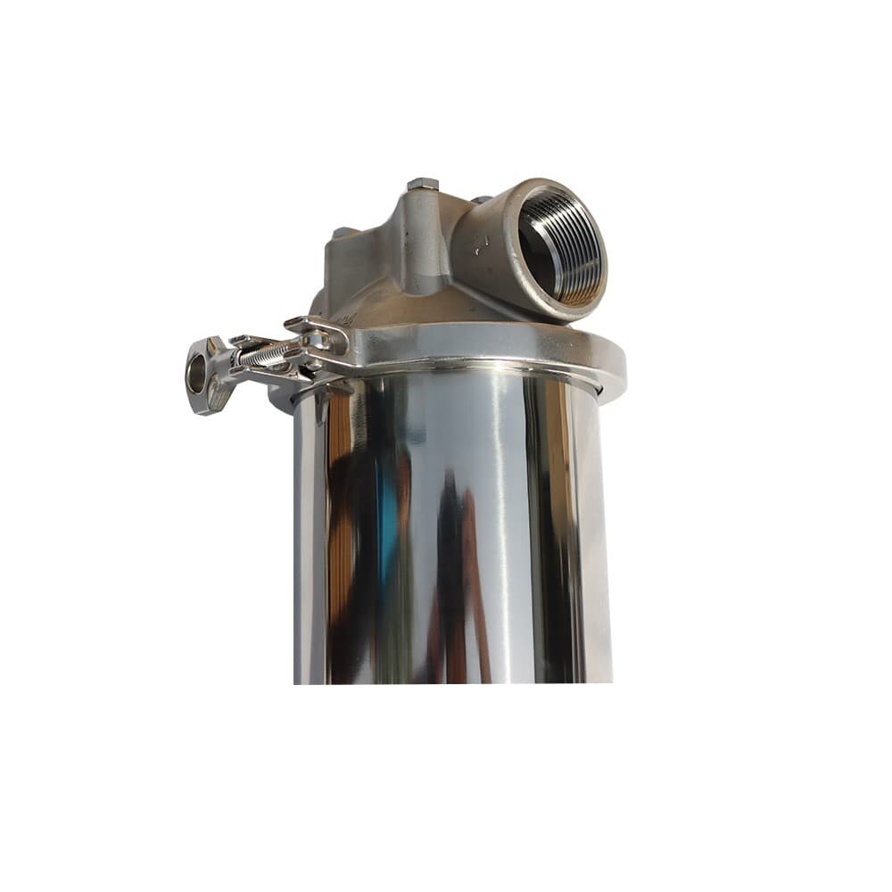 10" L Water Filter Housing Stainless Filtration Shell Cartridge 1.5" NPT  5.2" W 2