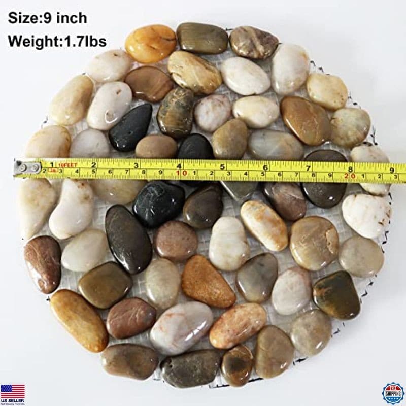 Natural Pebble Stepping Stones - 9" Round Massage Stones, Set of 6 Acupressure 3