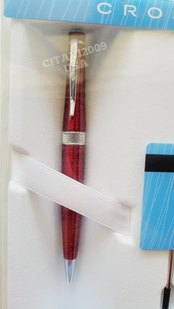 CROSS BALLPOINT PEN  * VIENNA CRANBERRY / DARK RED + THREE REFILLS. AT0432RFL-9 2