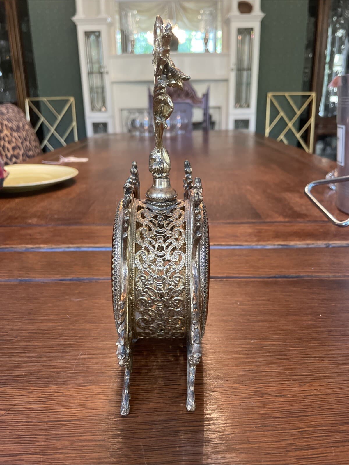 Vintage~Ormulo Matson~GOLD CHERUB Perfume Bottle AMBER GLASS VANITY Hollywood 6