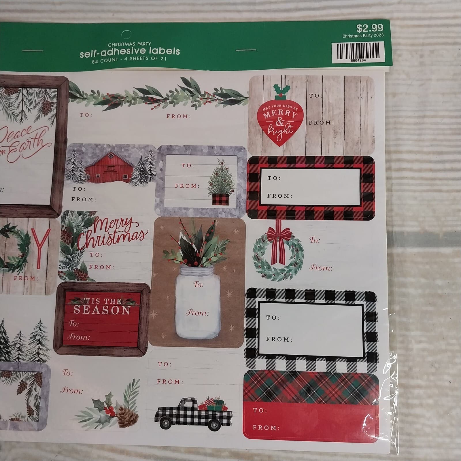 New! 84 Farmhouse Sticker Gift Tags Labels Christmas Presents Barn Truck Snow 2
