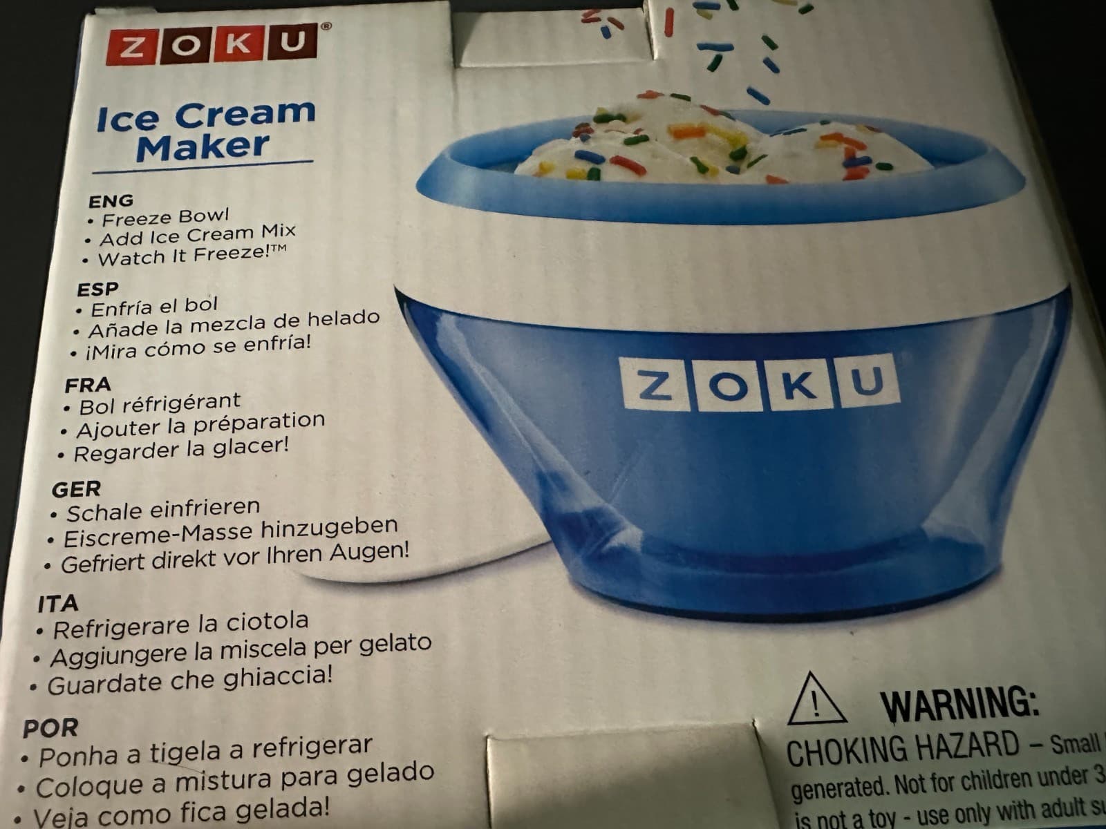 Zoku Instant Ice Cream Maker BLUE Frozen Yogurt Sorbet  NEW 2