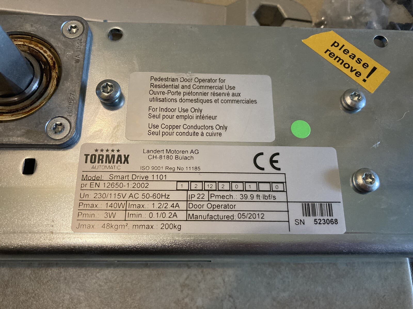 Tormax TTXII Swing Door Operator 140W 3