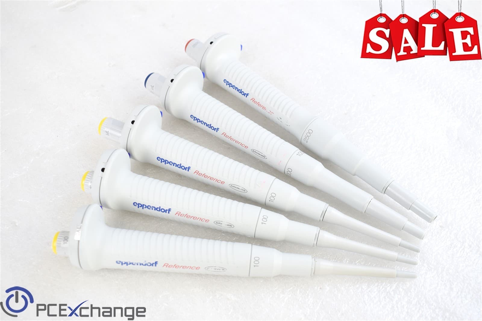 LOT of 5 Eppendorf Reference Single Channel Pipette (3x 100, 1x 1000 & 1x 2500)