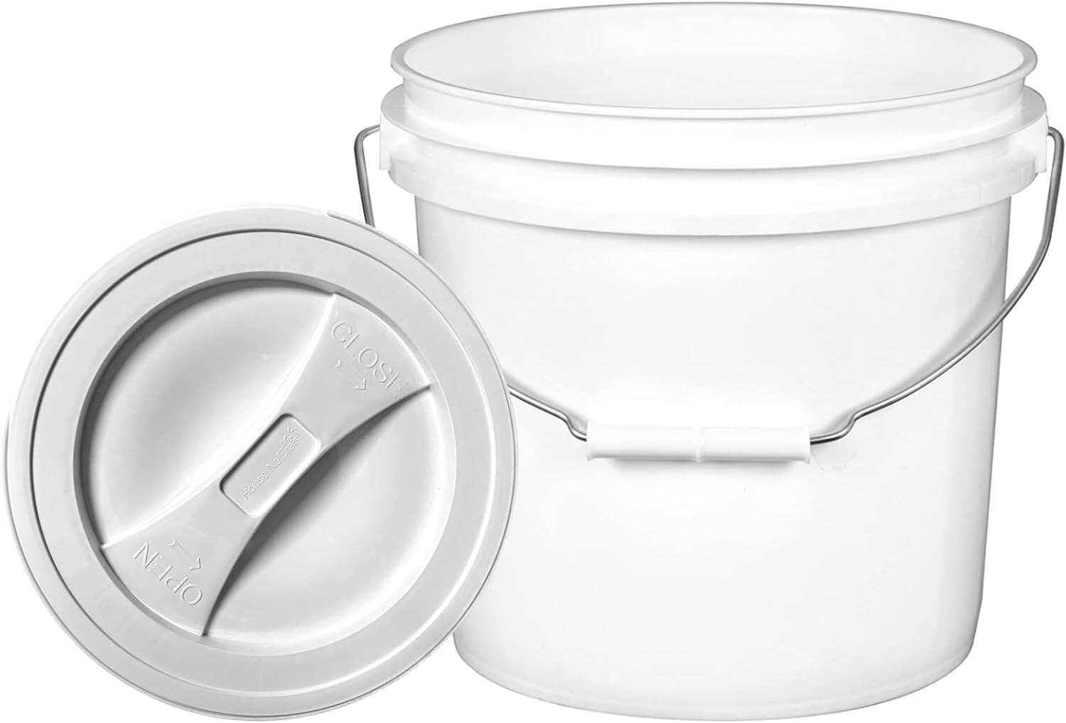 2 Gallon White Food Grade Bucket Pail with Screw on Lid (Pack of 2) 2