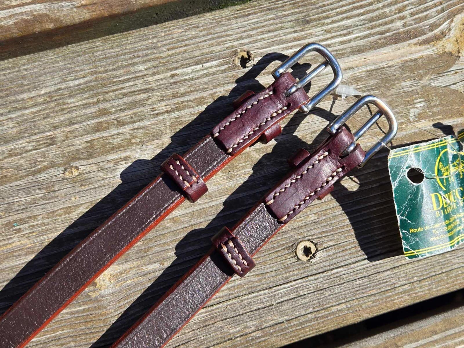 Devoucoux Brown 1/2" Leather English Hunter Bridle Cheekpieces -Size LARGE - NWT 5