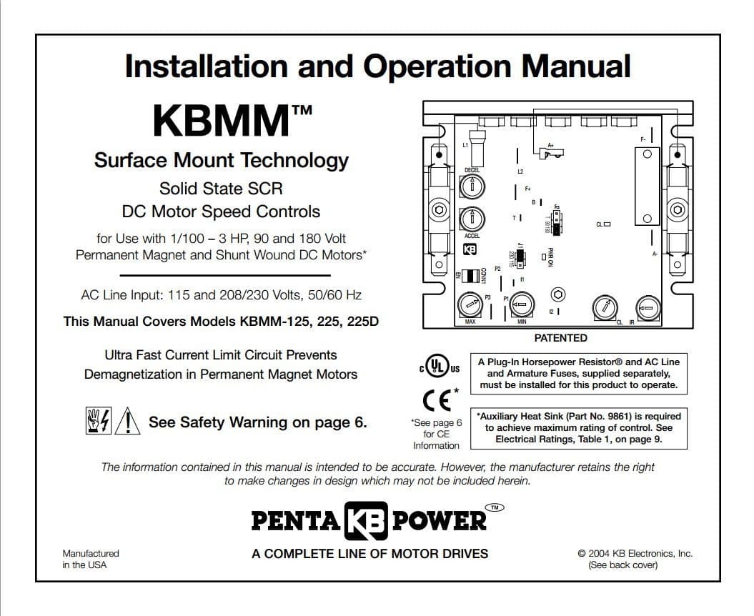KB Electronics KBMM-125 DC motor control 9449 upc 024822094498 90vdc 3/4-1.5 HP 3