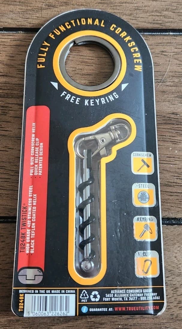 Brand NEW True Utility TWISTICK Keyring Corkscrew NIP Sealed TU248K 2