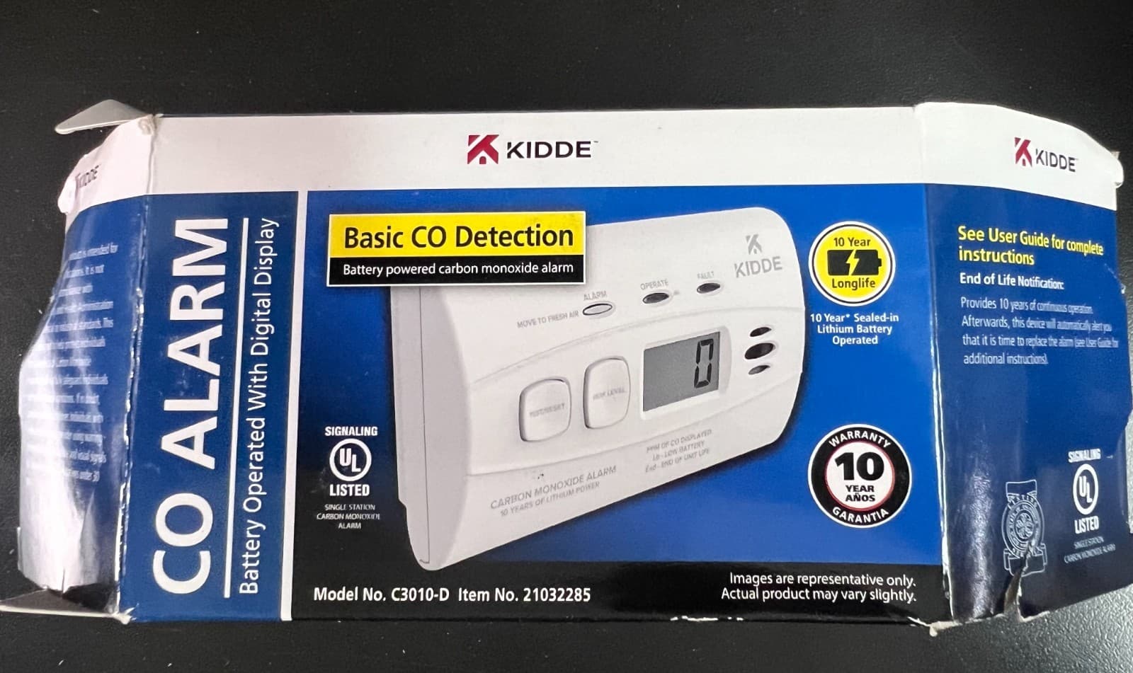Kidde Carbon Monoxide Alarm Detector CO w/ Digital Display 2855/OB
