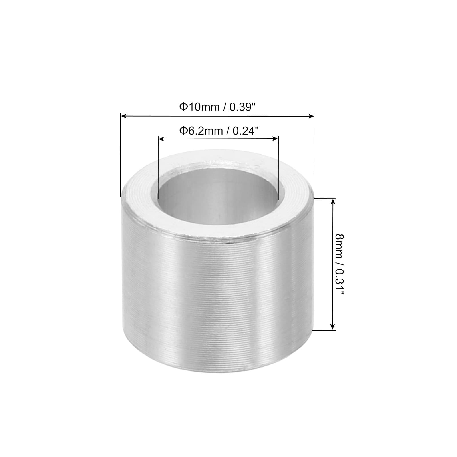 M6 Aluminum Spacers, 12 Pcs Metal Spacers Aluminum 6.2mm ID x 10mm OD x 8mm l 2