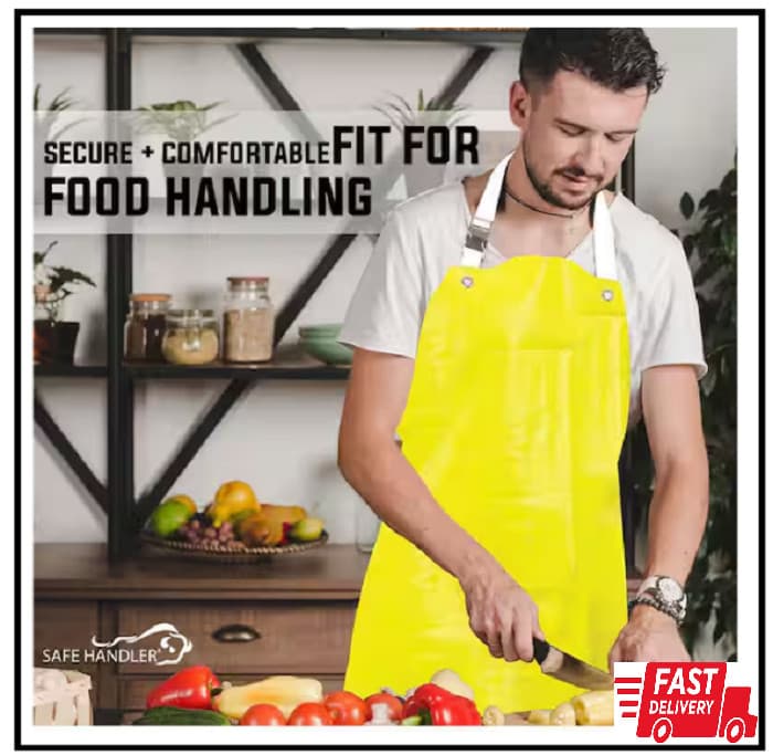 Yellow Heavy Duty Nitrile Industrial Bib Apron Chemical and Oil Resistant 4