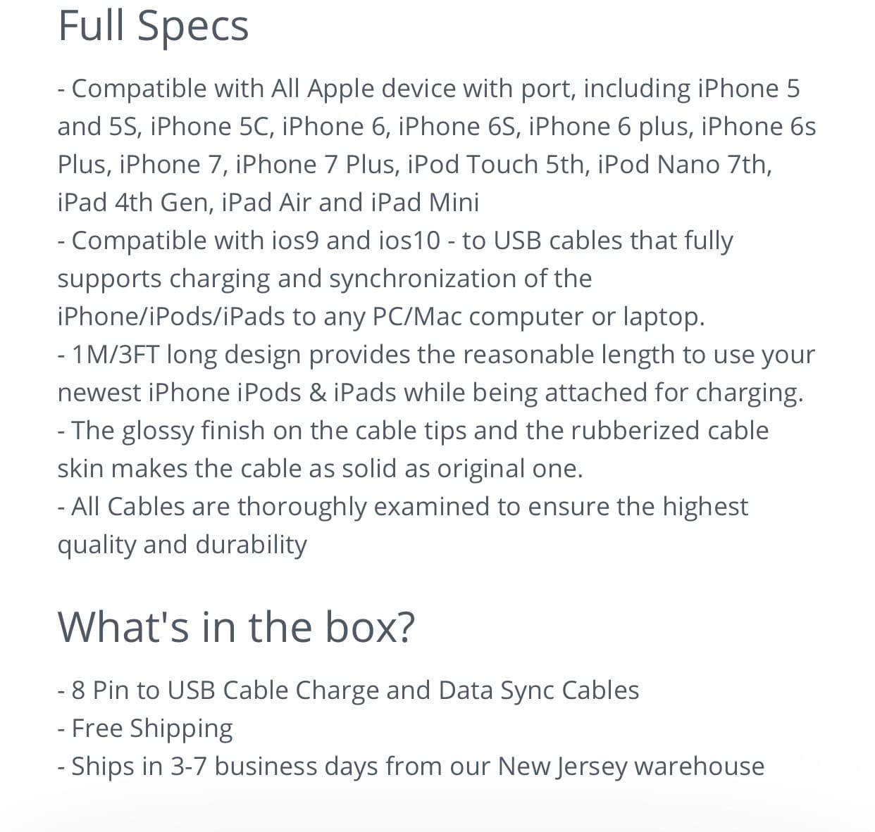 2-Pack ~ iPhones & iPad ~  8 Pin To Usb Charger & Data Sync ( White) 3