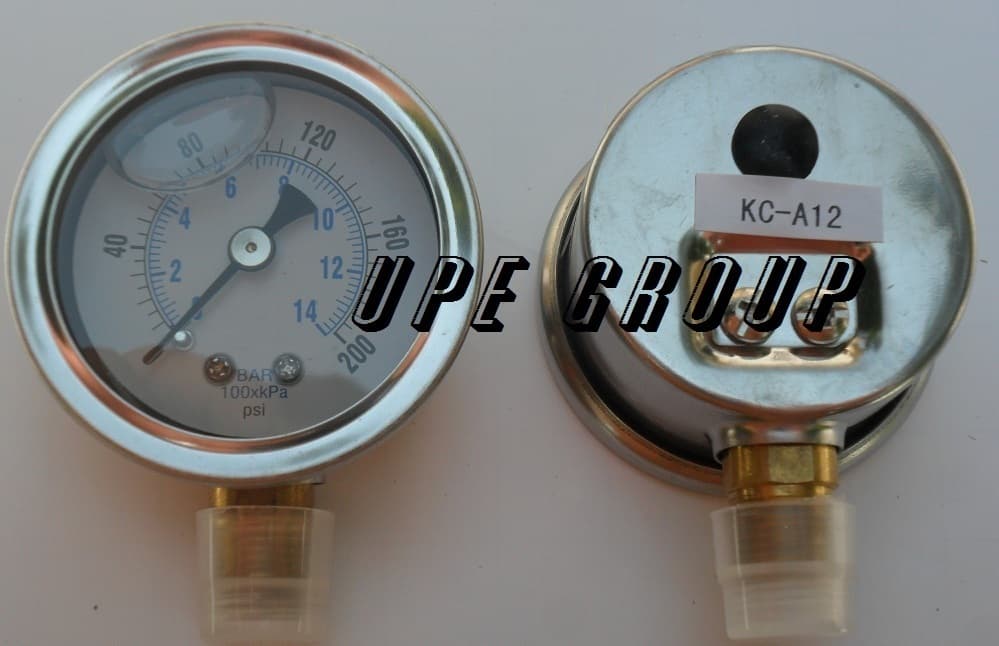 Liquid Filled pressure gauge compressor hydraulic 1.5 "face 0-200 lower mnt 1/8" 3