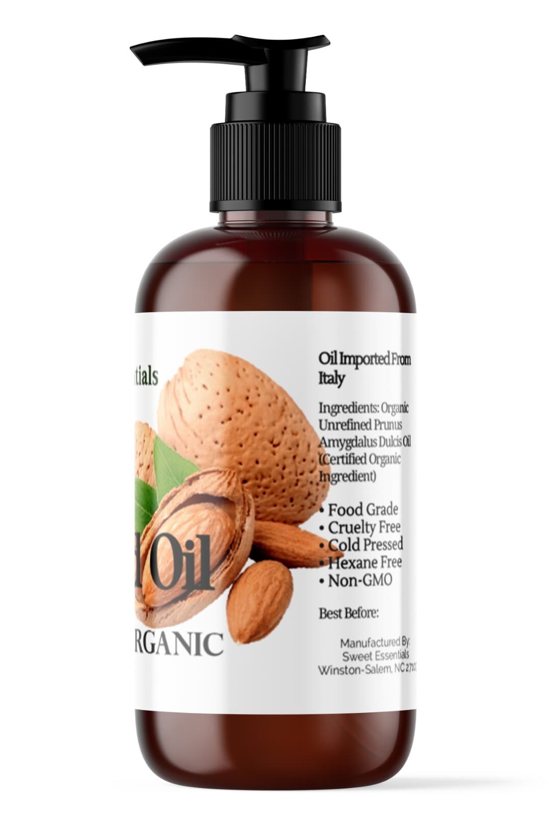 100% Pure Organic Cold Pressed Unrefined Sweet Almond Oil - 8oz - Italy Imported 4