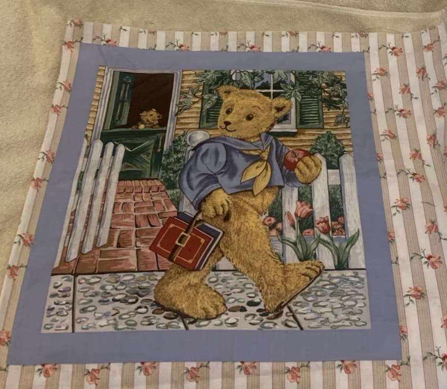 1.28 Yards N Erlanger Blumgart BUNNY & TEDDY BEAR Cotton Pillow Panels 44x46 NEW 4