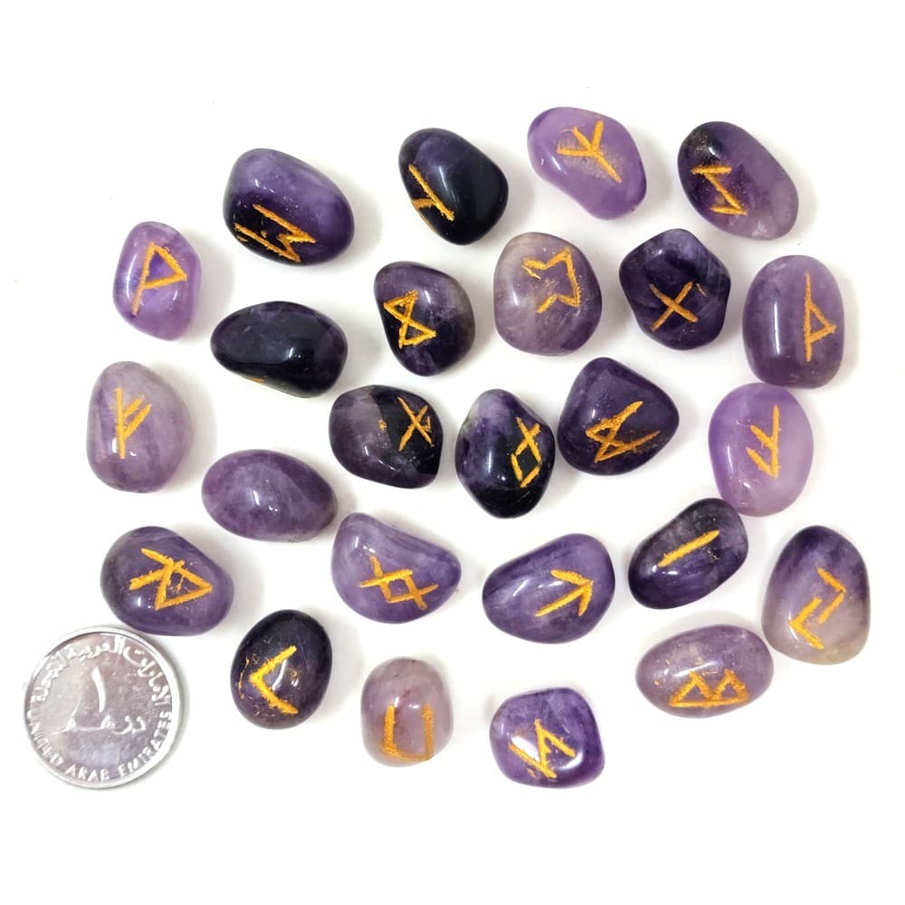 Amethyst Rune Stone Set | Hand-Carved Crystal Runes for Reiki, Spiritual Gift 4