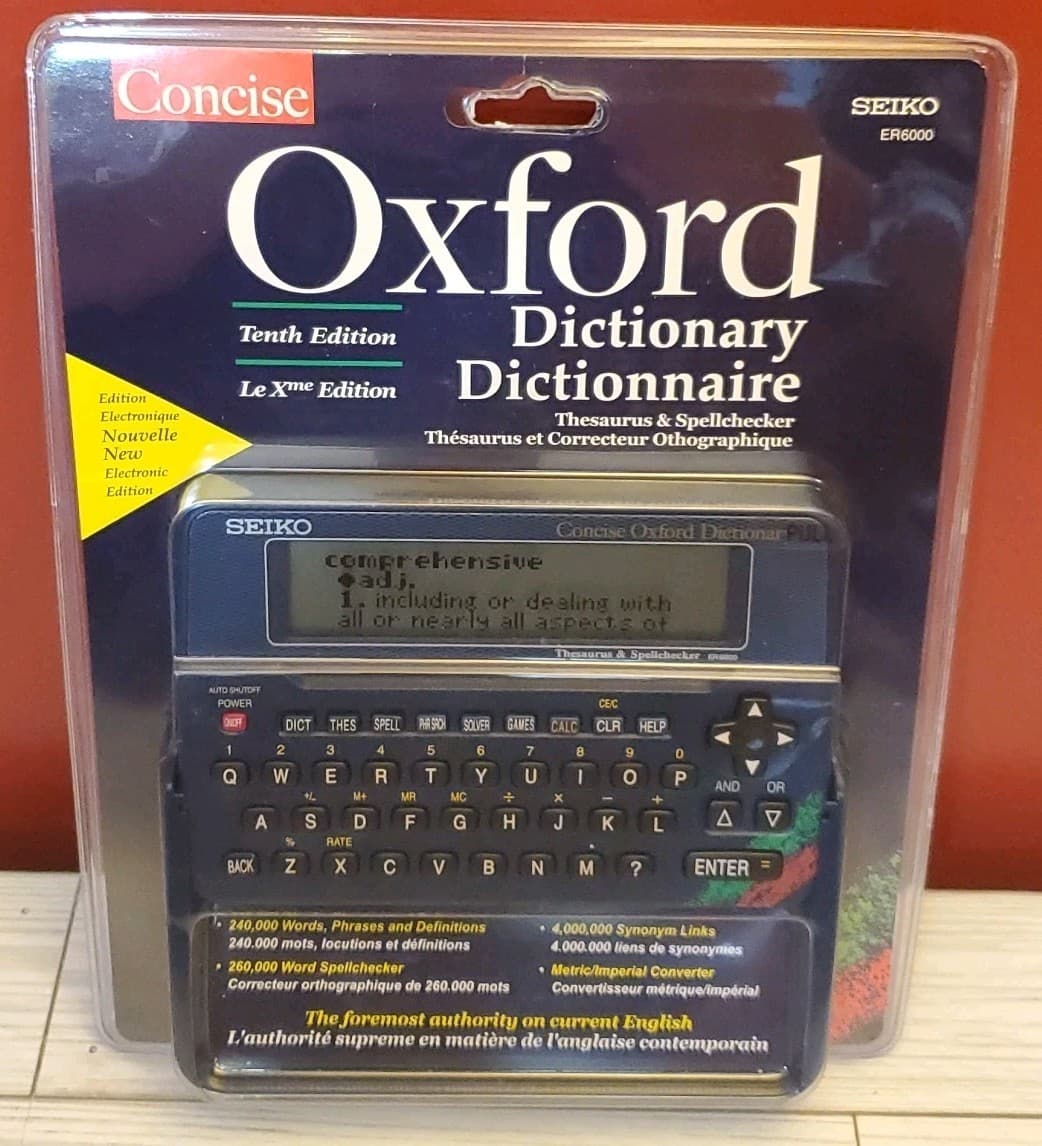 1999 Seiko Consise Oxford Dictionary Thesaurus & Spellchecker Model ER6000 NEW