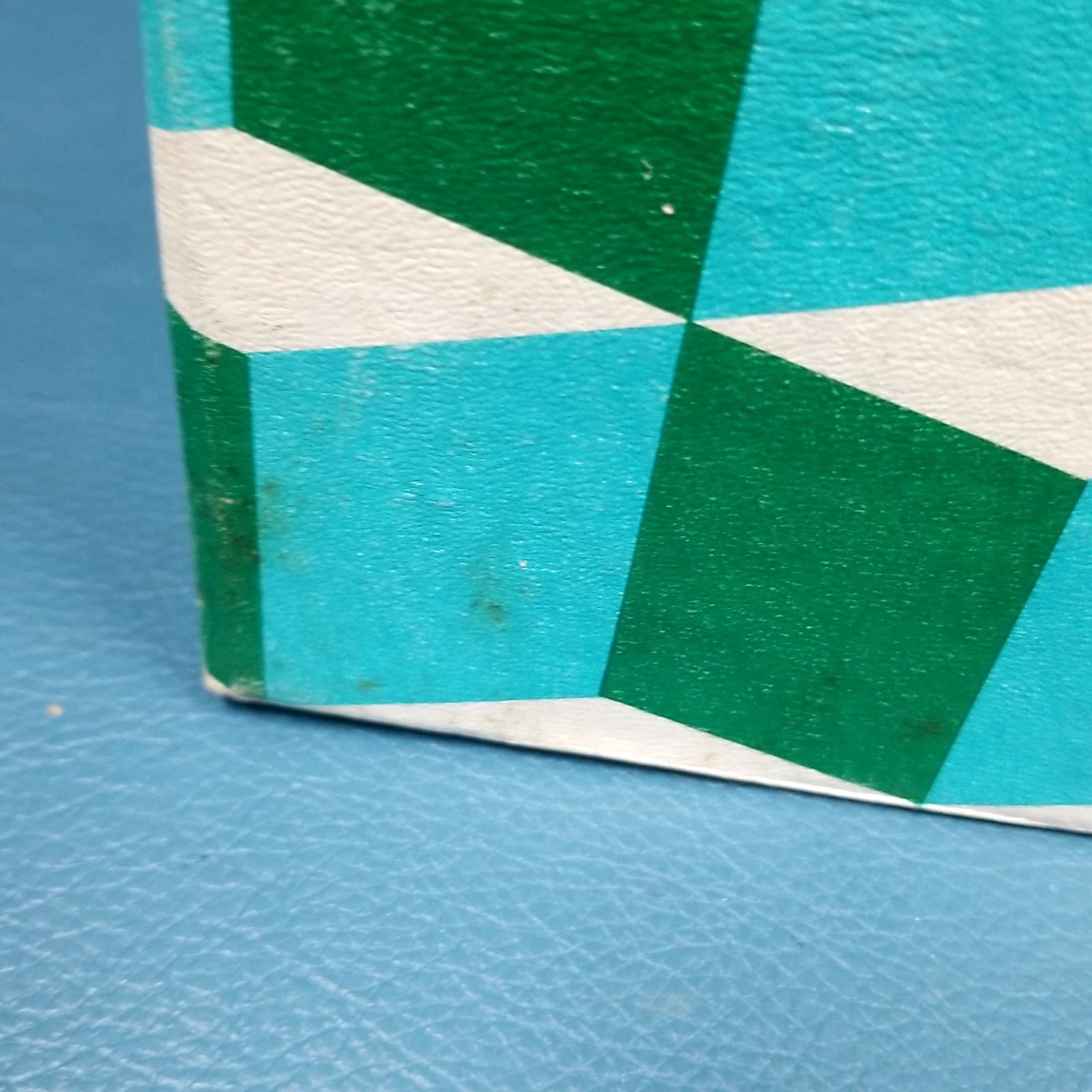 VTG Amberg Platter-Pak #740 7" Record tote Green/Turquoise Stacked Cube Pattern  3