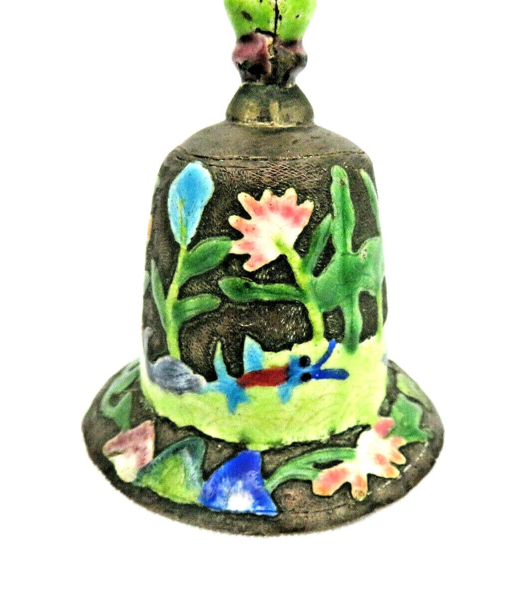 Antique Chinese Enamel Bell with Waterlilies & Ducks  2